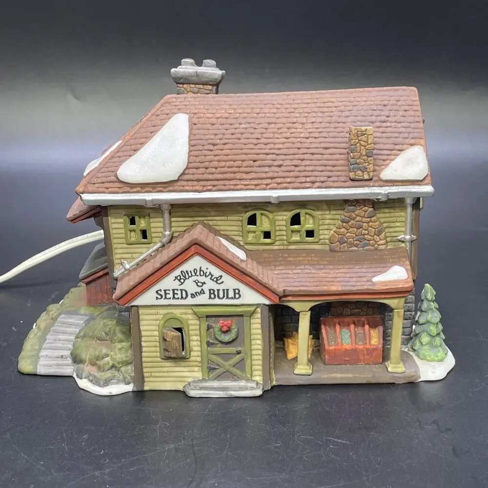 1992 Dept 56 New England Christmas Village Bluebird Seed and Bulb #56421 Works